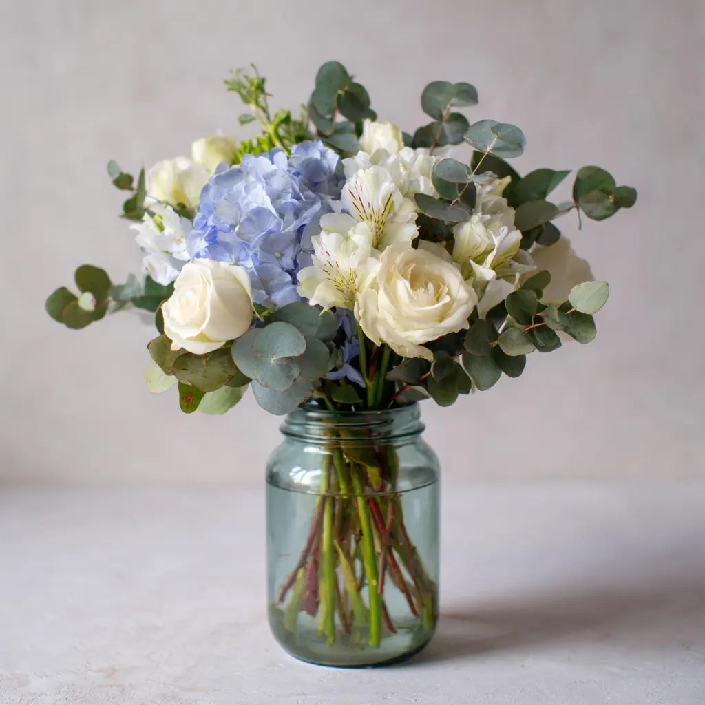 Tranquil Cloudscape in a Mason Jar Send Blooms