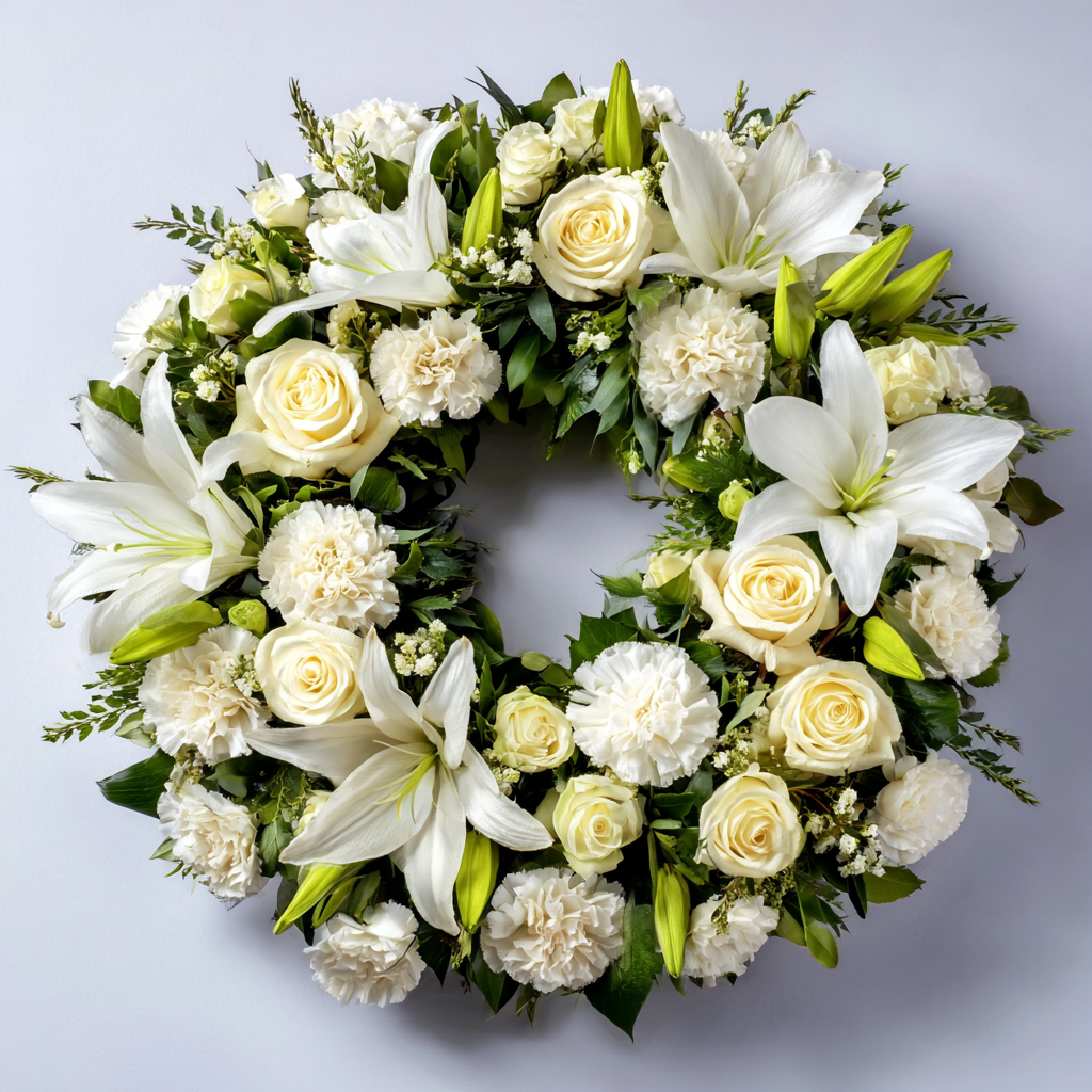 White Peaceful Floral Wreath
