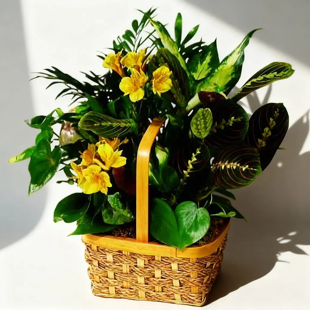 Yellow Flower Basket Planter Send Blooms