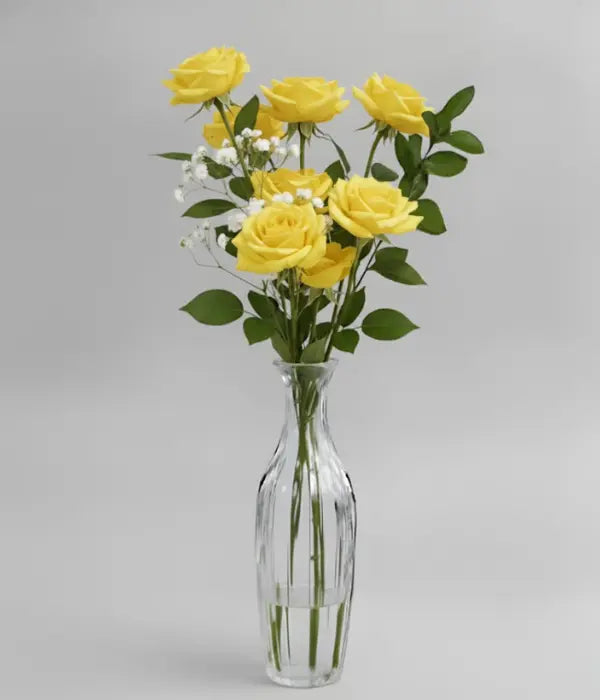 Sunshine Yellow Spray Rose in a Bud Vase Send Blooms
