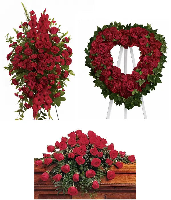 Classic Red Rose Funeral Arrangement Package 2 Send Blooms