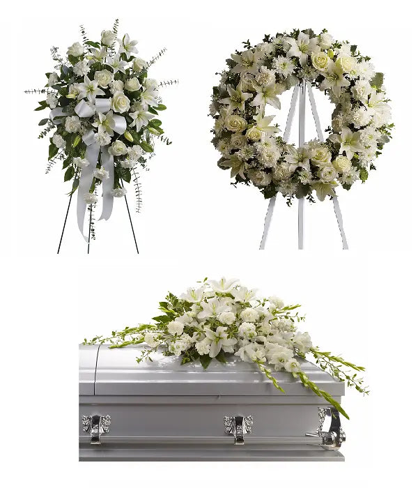 White Floral Funeral Arrangement Package Send Blooms