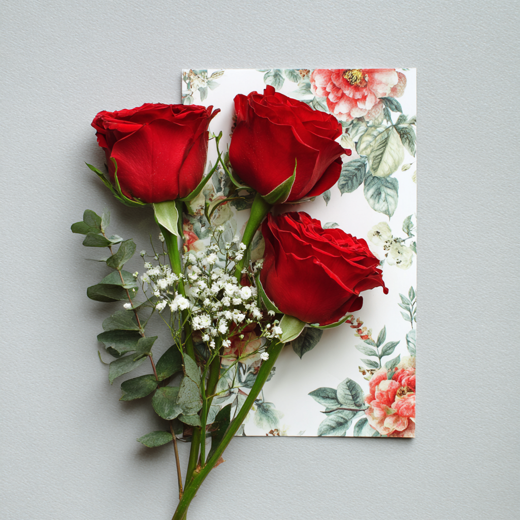 Solo Red Rose & Card