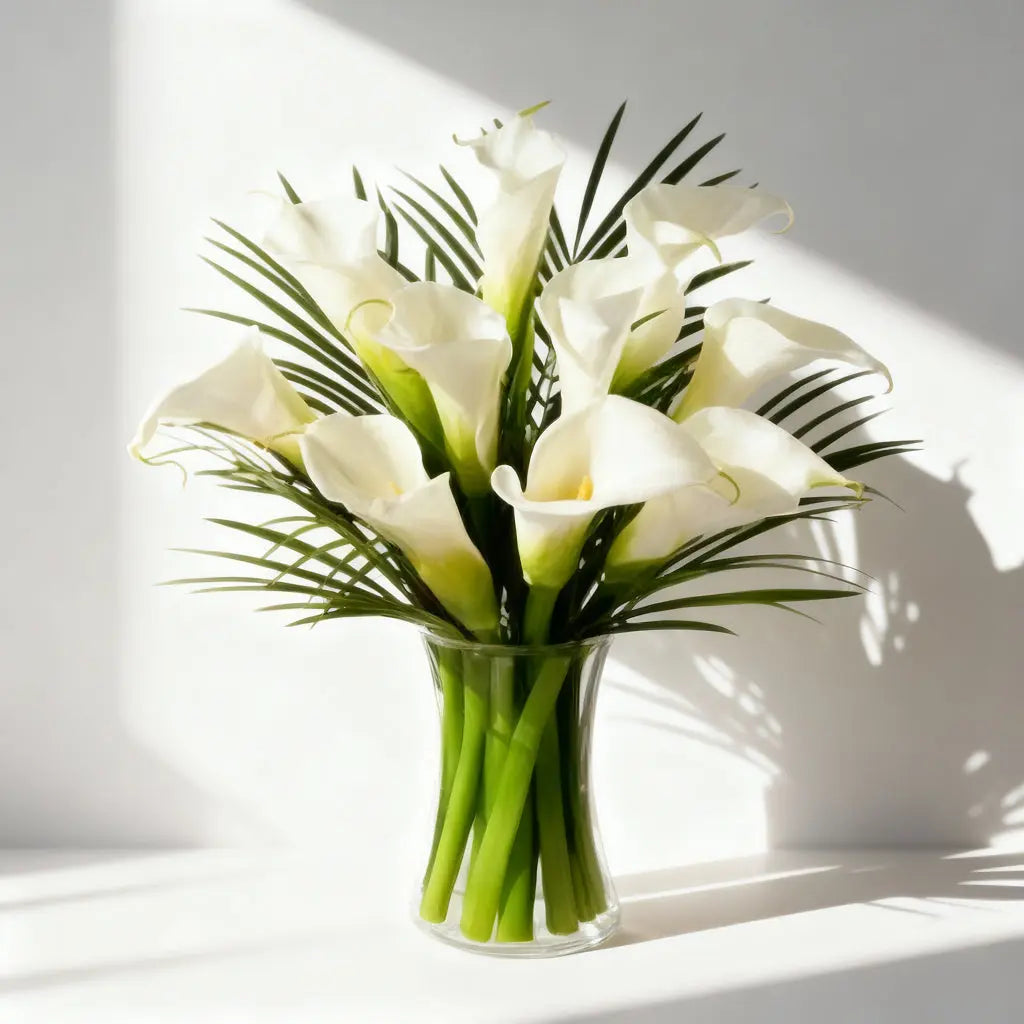 10 White Calla Lilies Send Blooms
