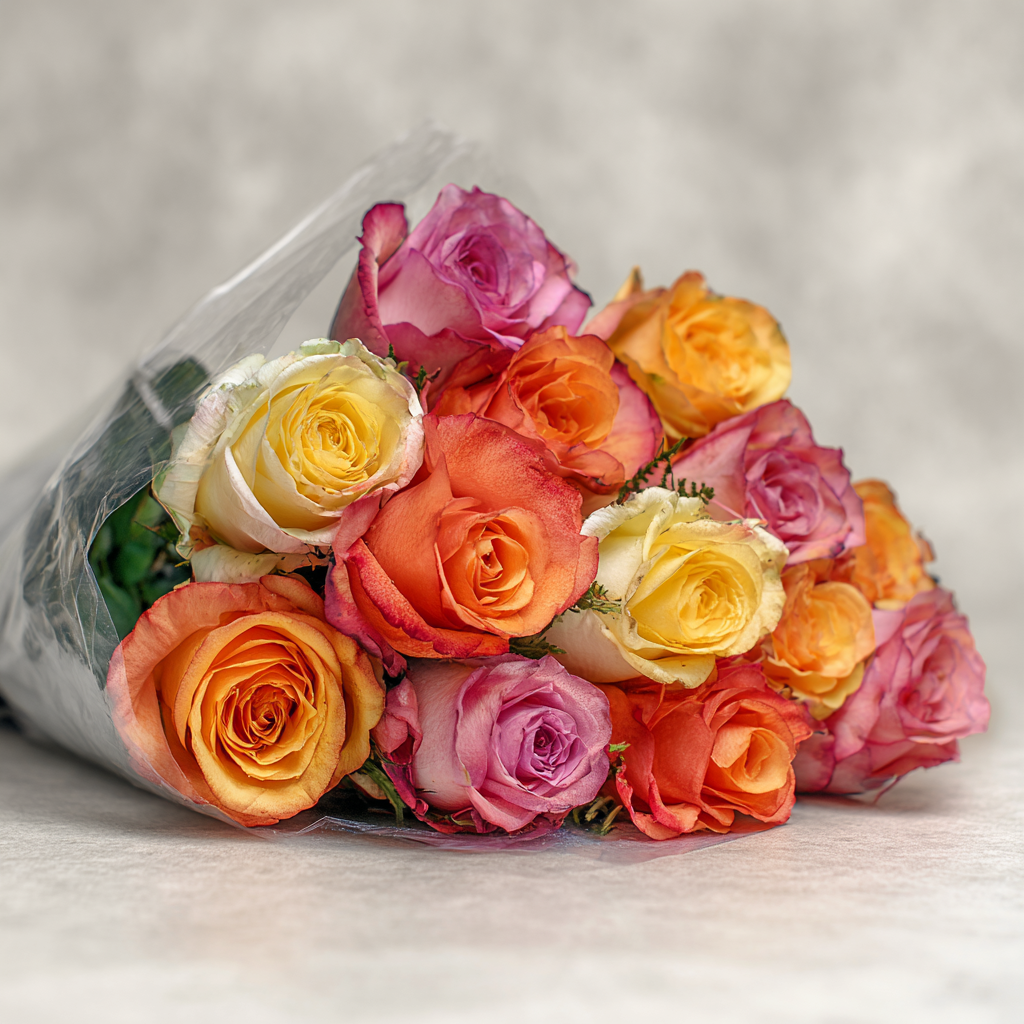 12 Assorted Roses Bouquet & Gift | Card & Chocolate
