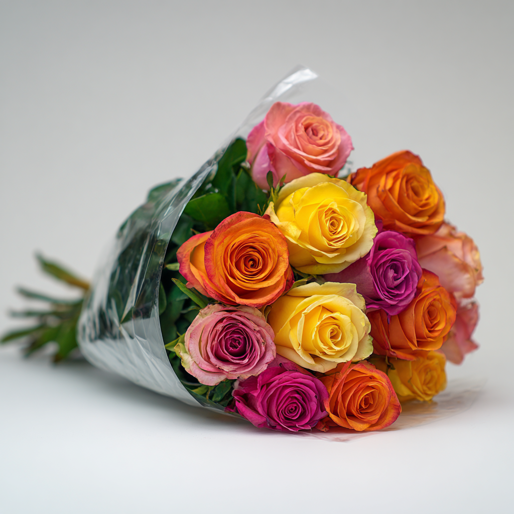 12 Assorted Roses Bouquet | With Teddy, Chocolate & Card