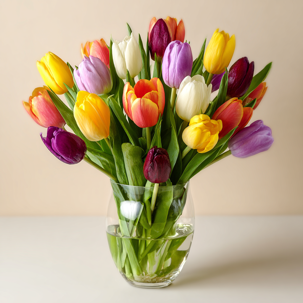 15 Tulip Bouquet & Gift | Vase, Card & Chocolate