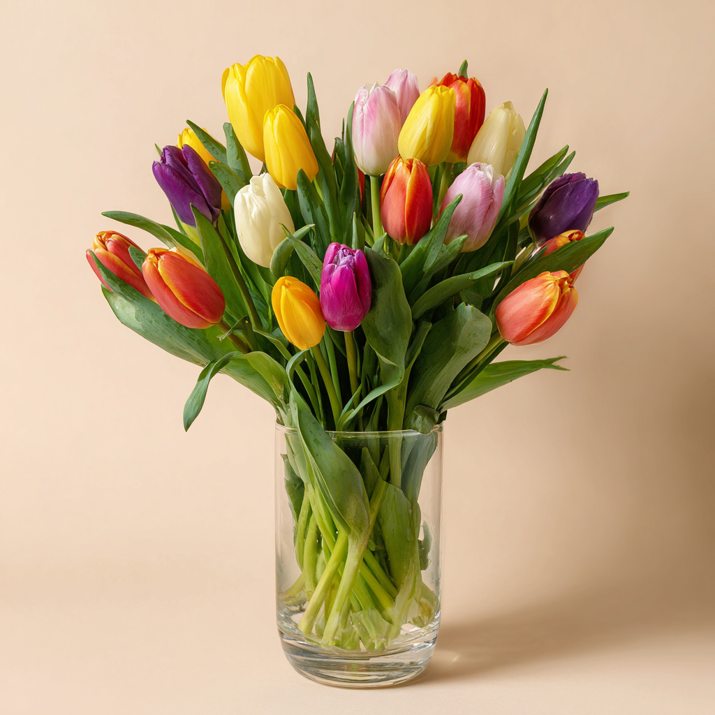 15 Tulip Bouquet & Gift | Vase, Card & Chocolate