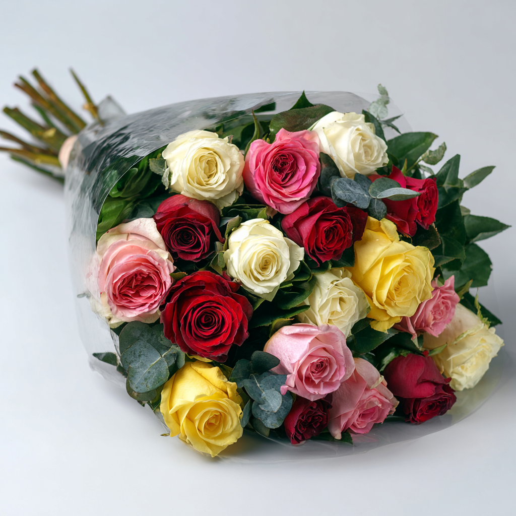 24 Assorted Roses Bouquet & Gift | Truffles & Card