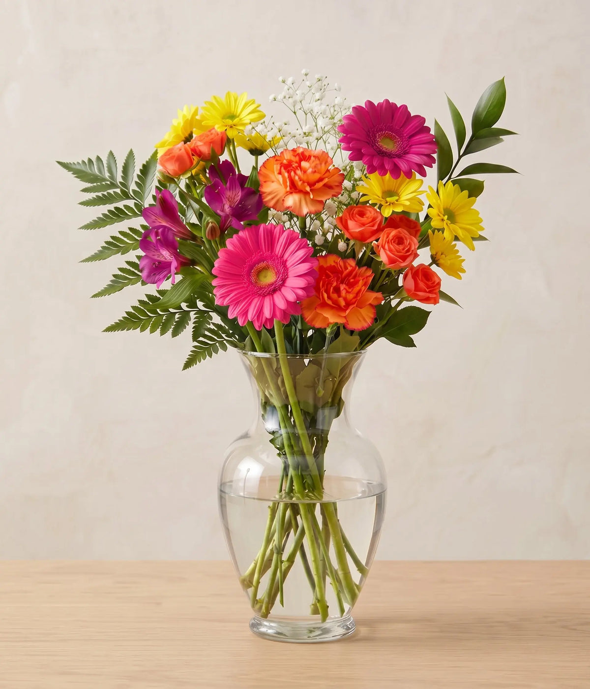 Bright Colours Designer’s Choice with Vase Send Blooms