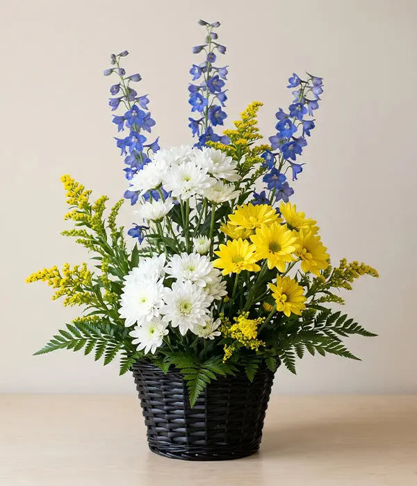 Cheerful Flower Arrangement Basket Send Blooms