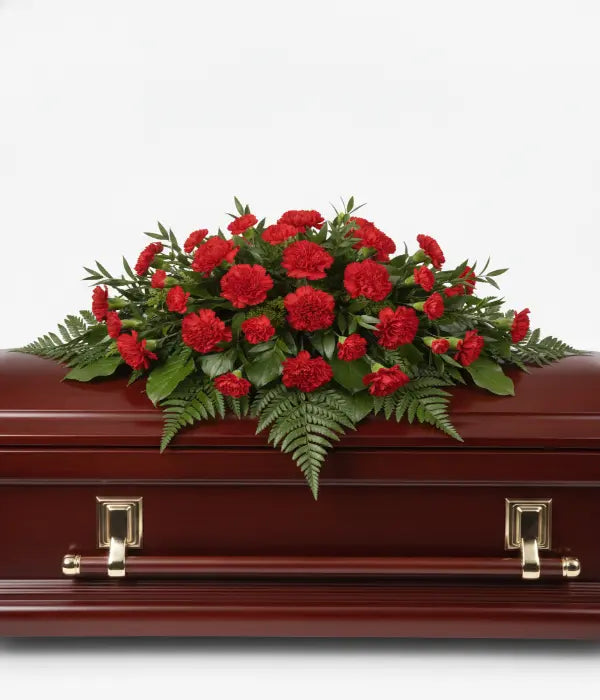 Classic Red Casket Spray Arrangement