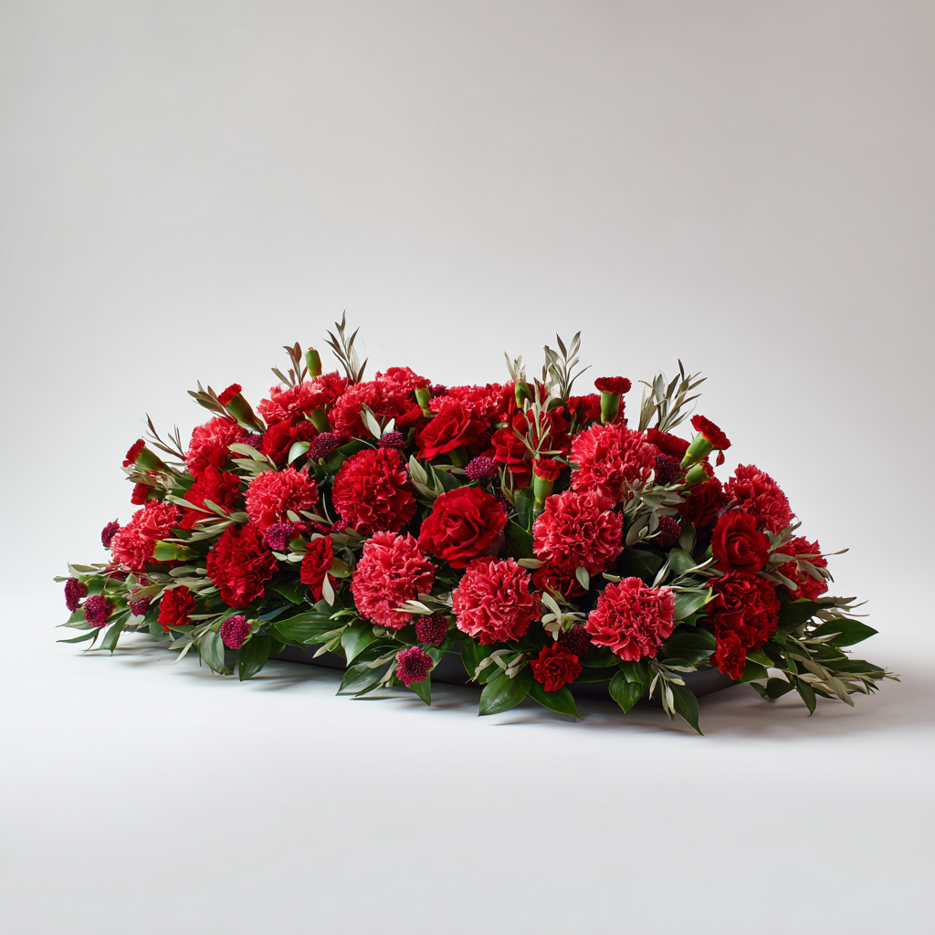 Classic Red Casket Spray Arrangement
