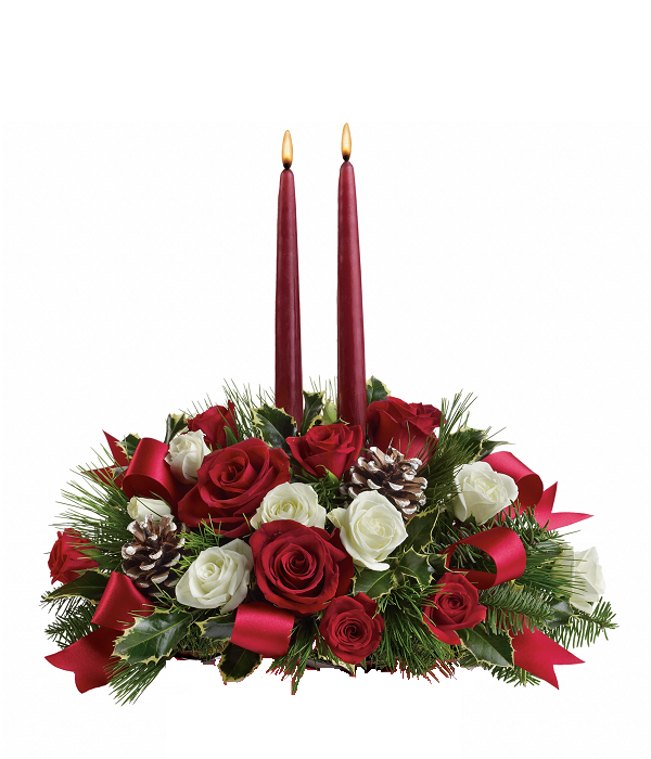 Festive Christmas Centerpiece with Vibrant Holiday Colors