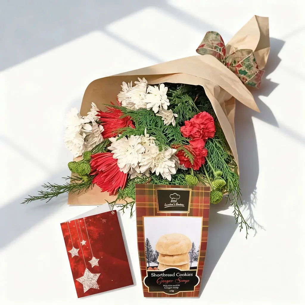 Custom Designed Hand-Tied Christmas Bouquet 1 Send Blooms