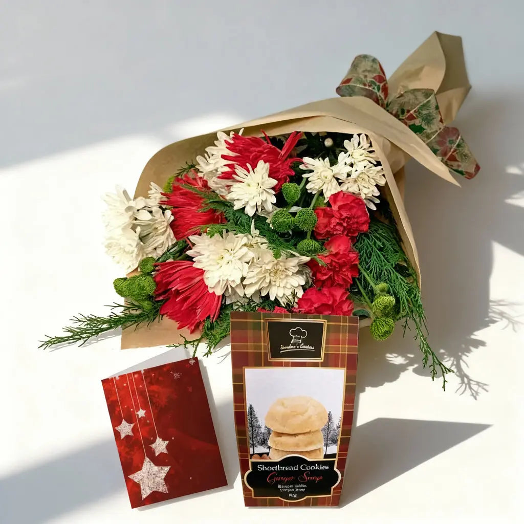 Custom Designed  Hand-Tied Christmas Bouquet 2 Send Blooms
