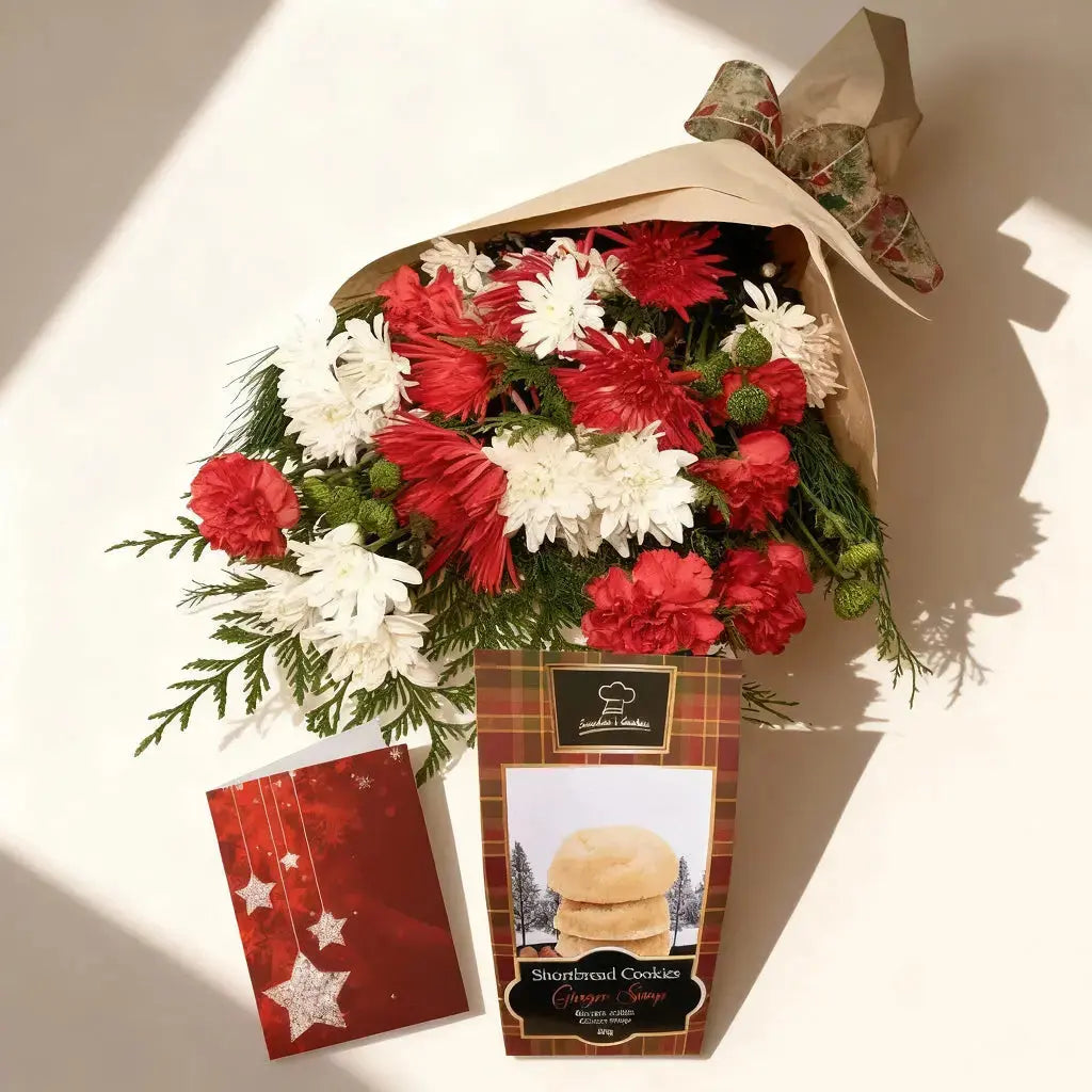 Custom Designed  Hand-Tied Christmas Bouquet 3 Send Blooms