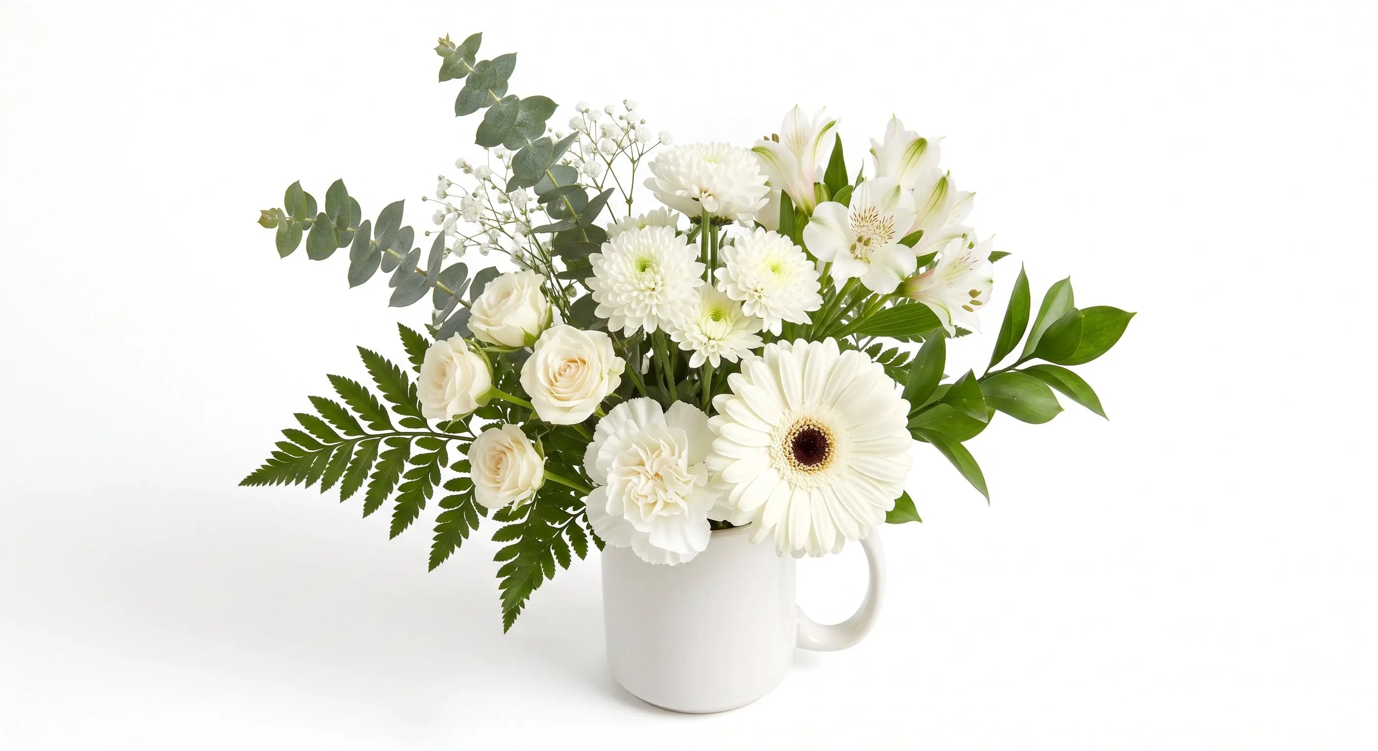 Designer White Floral Mug Send Blooms