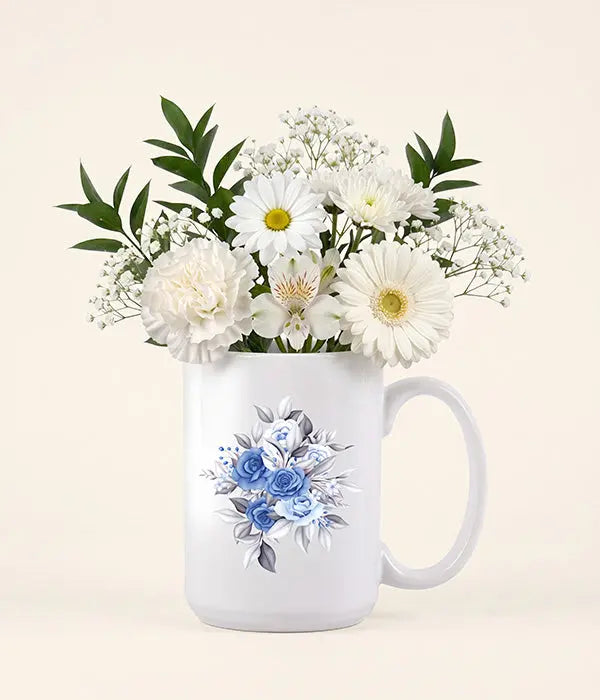 Designer White Floral Mug Send Blooms