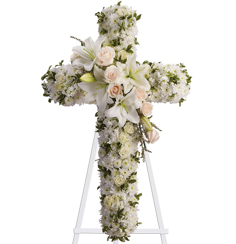 White Floral Cross Arrangement