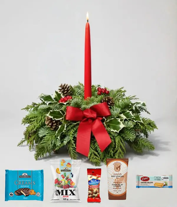 Festive Christmas Dreams Centerpiece & Gourmet Gifts Send Blooms