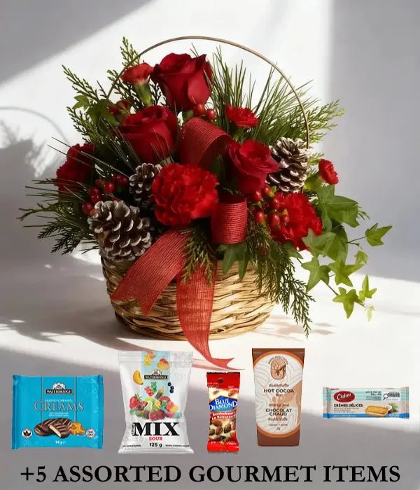 Festive Christmas Glory Basket & Gourmet Gifts Send Blooms