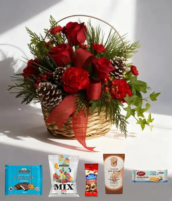 Festive Christmas Glory Basket & Gourmet Gifts Send Blooms
