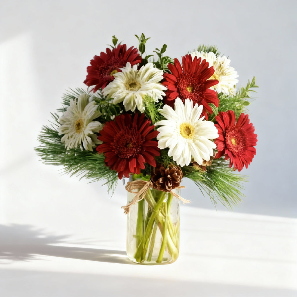 Festive Christmas Star Decorations in Mason Jar - Perfect Holiday Gift Send Blooms