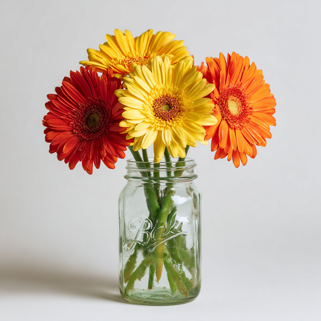 Gerbera Daisies in Rustic Mason Jar