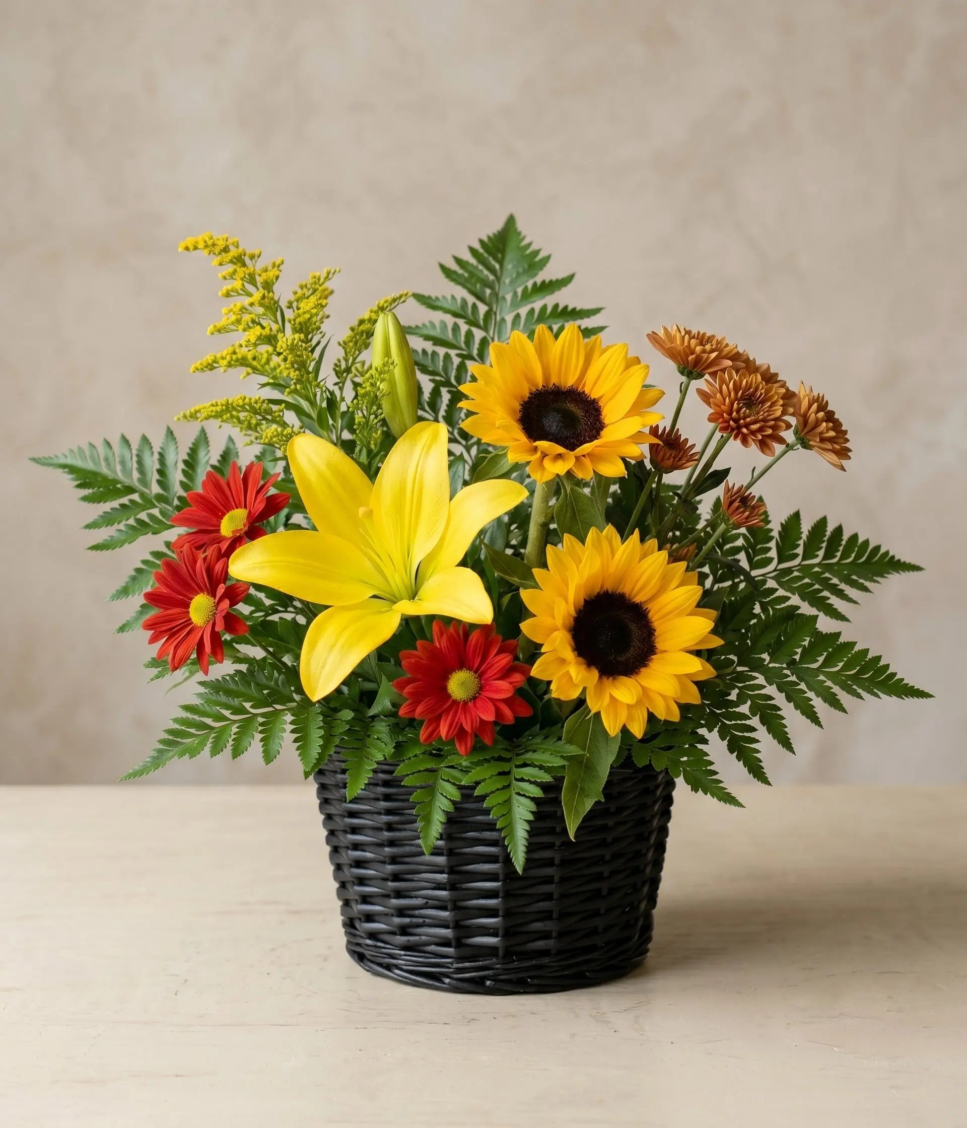 Golden Flowers Basket Send Blooms
