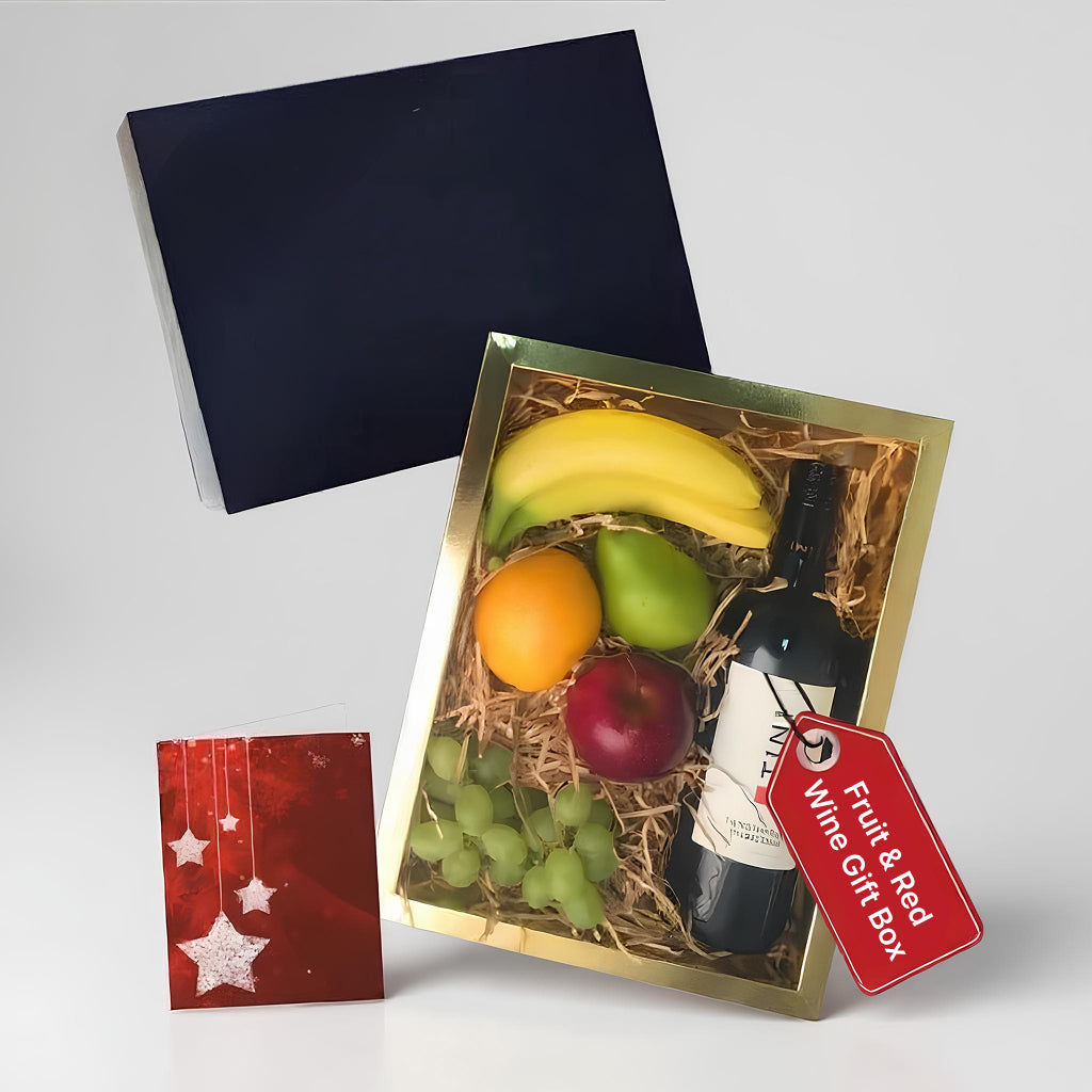 Gourmet Fruit and Red Wine Gift Basket