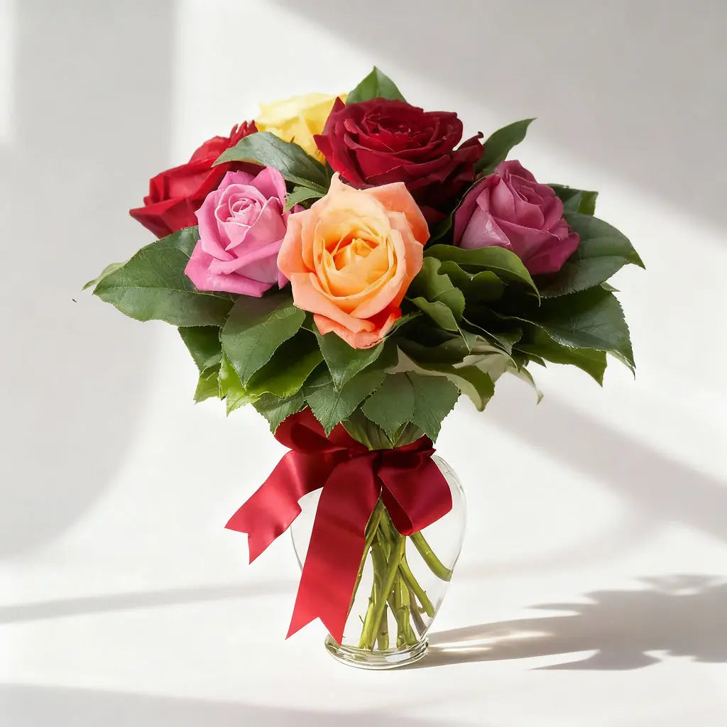 Half Dozen Roses with Mixed Colours Send Blooms