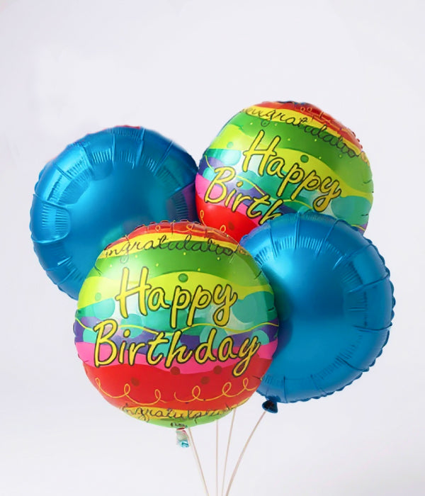 Vibrant Happy Birthday Balloon Bouquet Set of 4 - Perfect Party Decoration