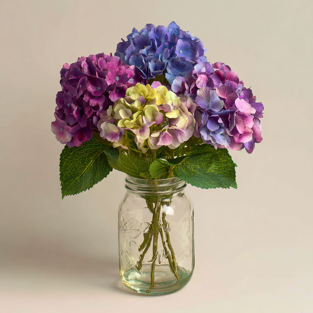 Rustic Mason Jar Hydrangea Bouquet
