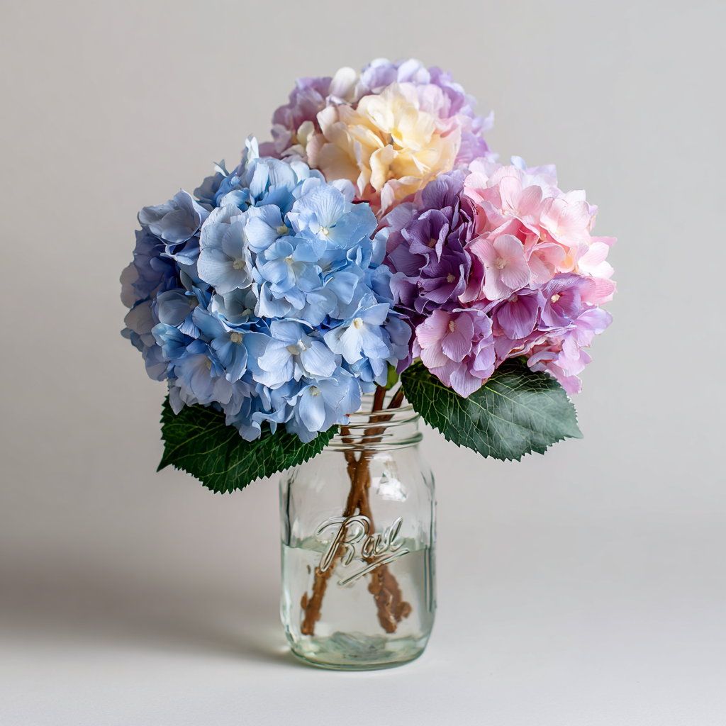 Rustic Mason Jar Hydrangea Bouquet