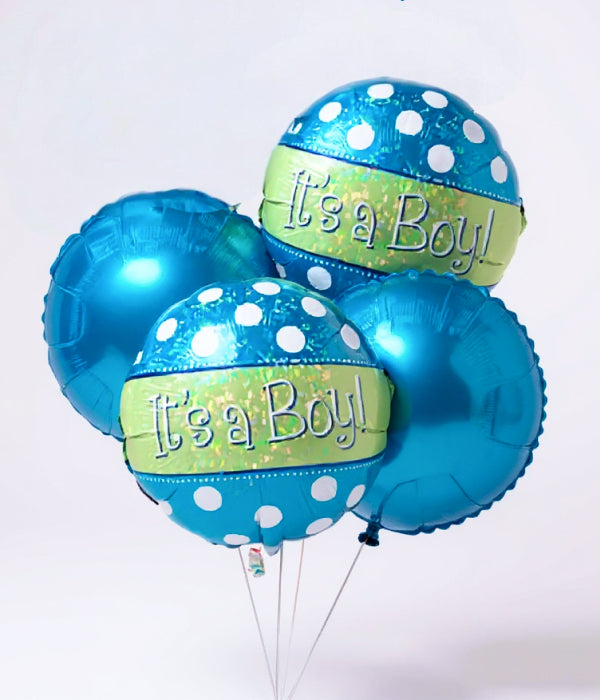 Blue Baby Boy Balloon Bouquet - 4 Piece Set