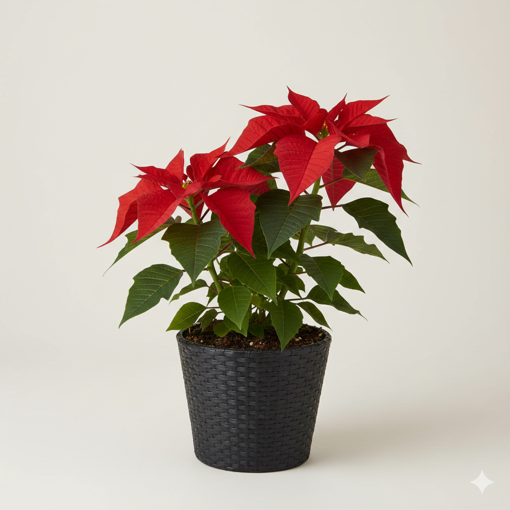2 Small Poinsettia Plants in a Basket
