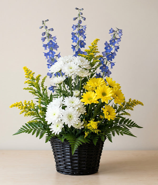 Cheerful Flower Arrangement Basket Send Blooms