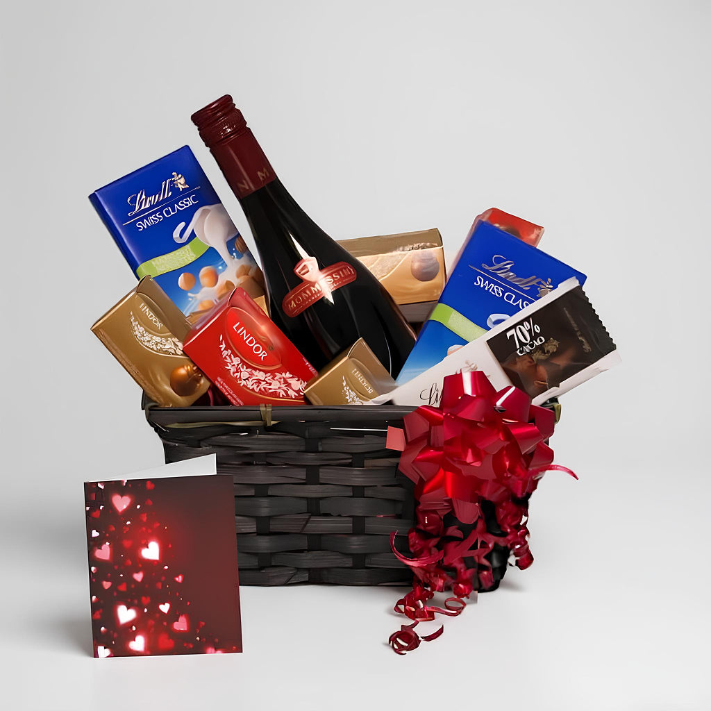 Sparkling Wine Gift Basket paired with Lindt Chocolate