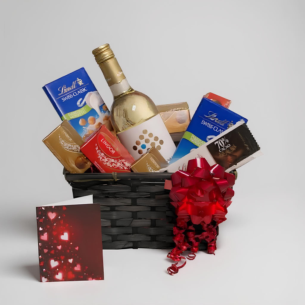 White Wine Gift Basket paired with Lindt Chocolate