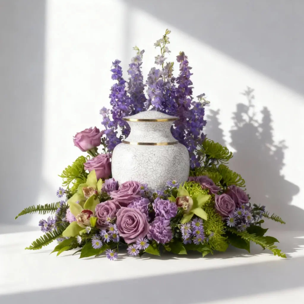 Lavender Meadows Floral Urn Arrangement Send Blooms