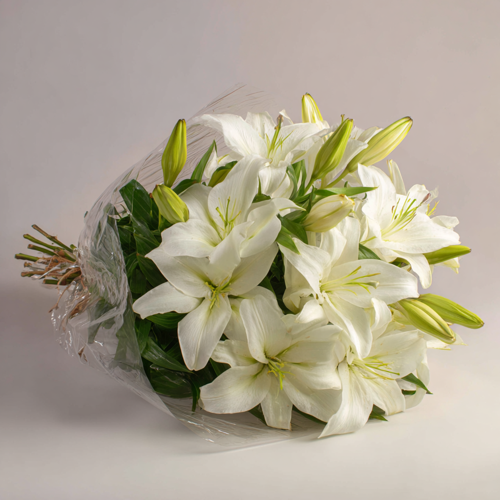 All White Lily Bouquet & Card