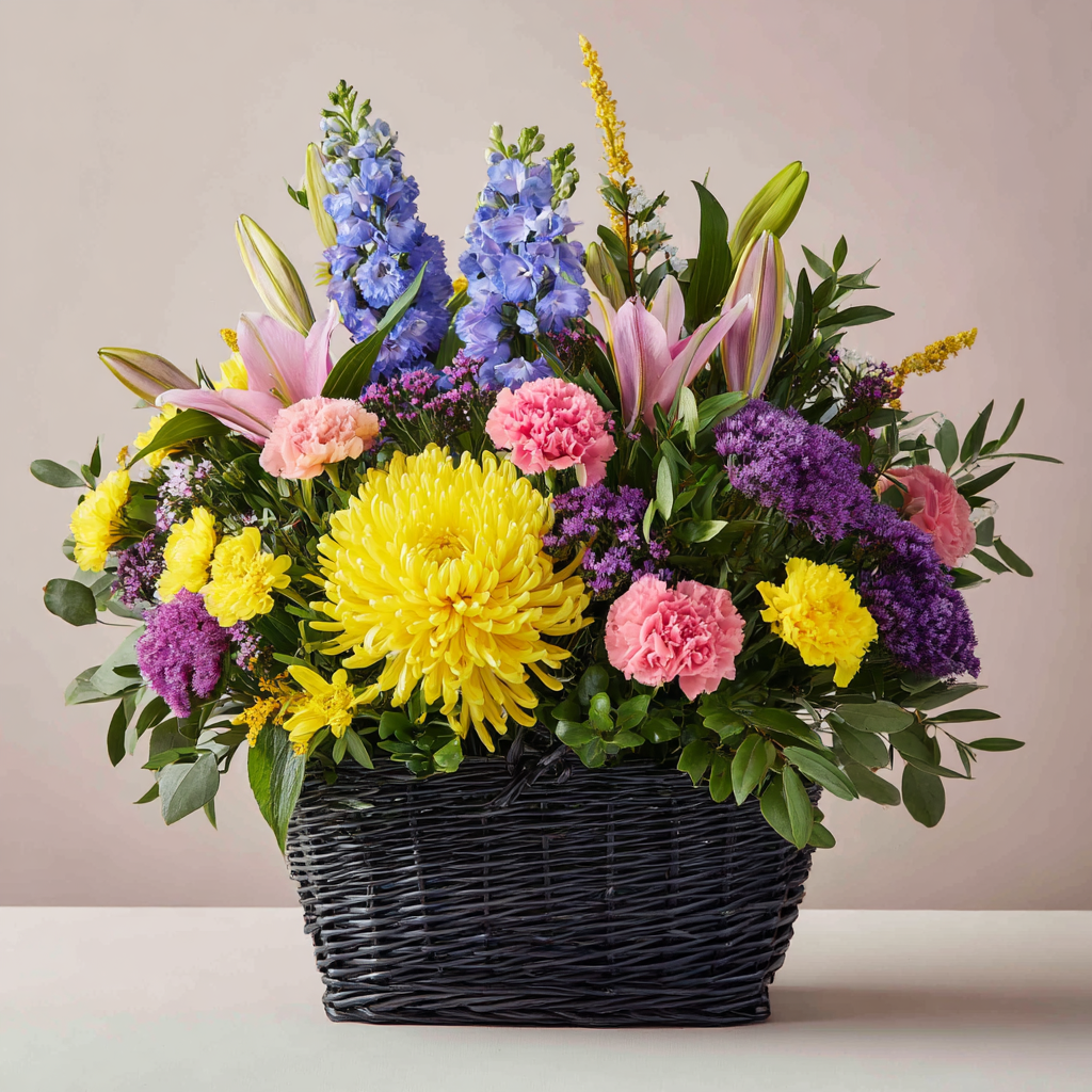 Mixed Flower Basket Arrangement