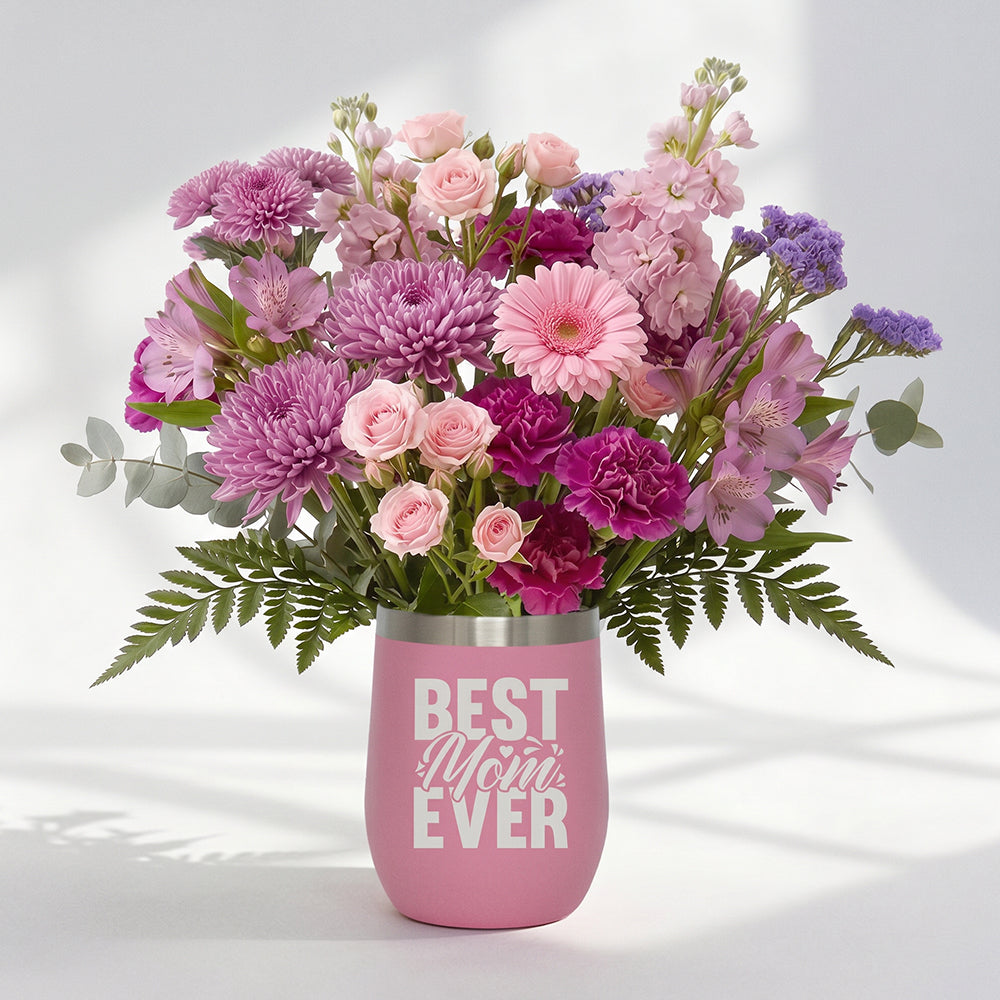 Mother's Day Designers Collection in Pink Wine Swig Send Blooms