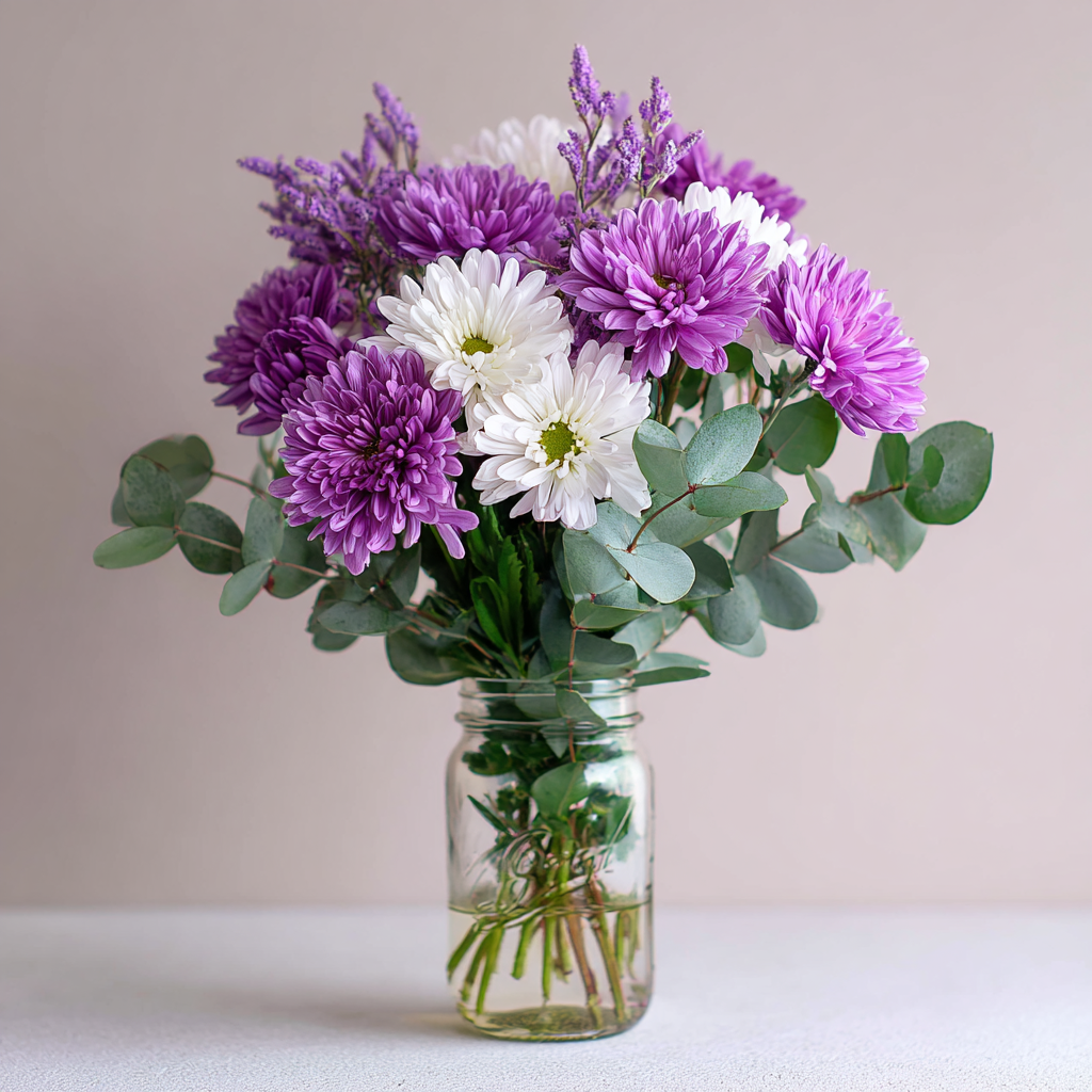 Chrysanthemum Love Collection in a Mason Jar