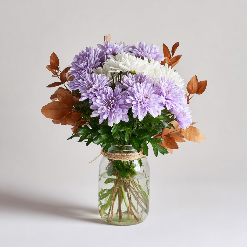 Chrysanthemum Love Collection in a Mason Jar