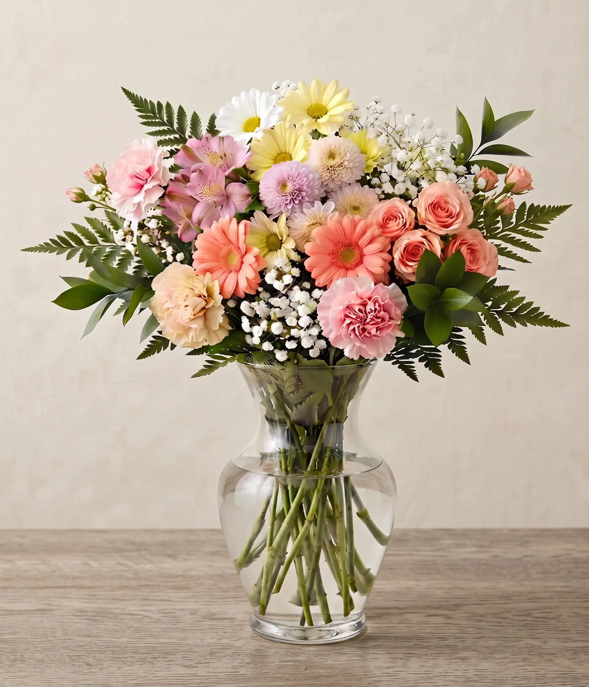 Pastel Colours Designer’s Choice with Vase Send Blooms