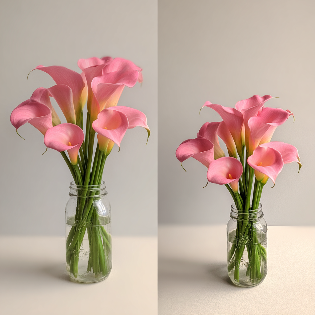 Elegant Pink Calla Lilies in Rustic Mason Jar Vase