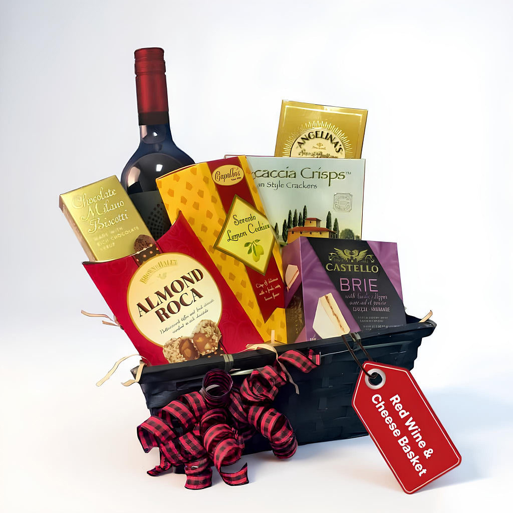 Gourmet Red Wine and Cheese Gift Basket