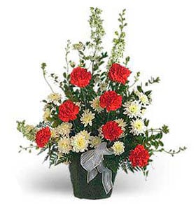 Red & White Funeral Arrangement